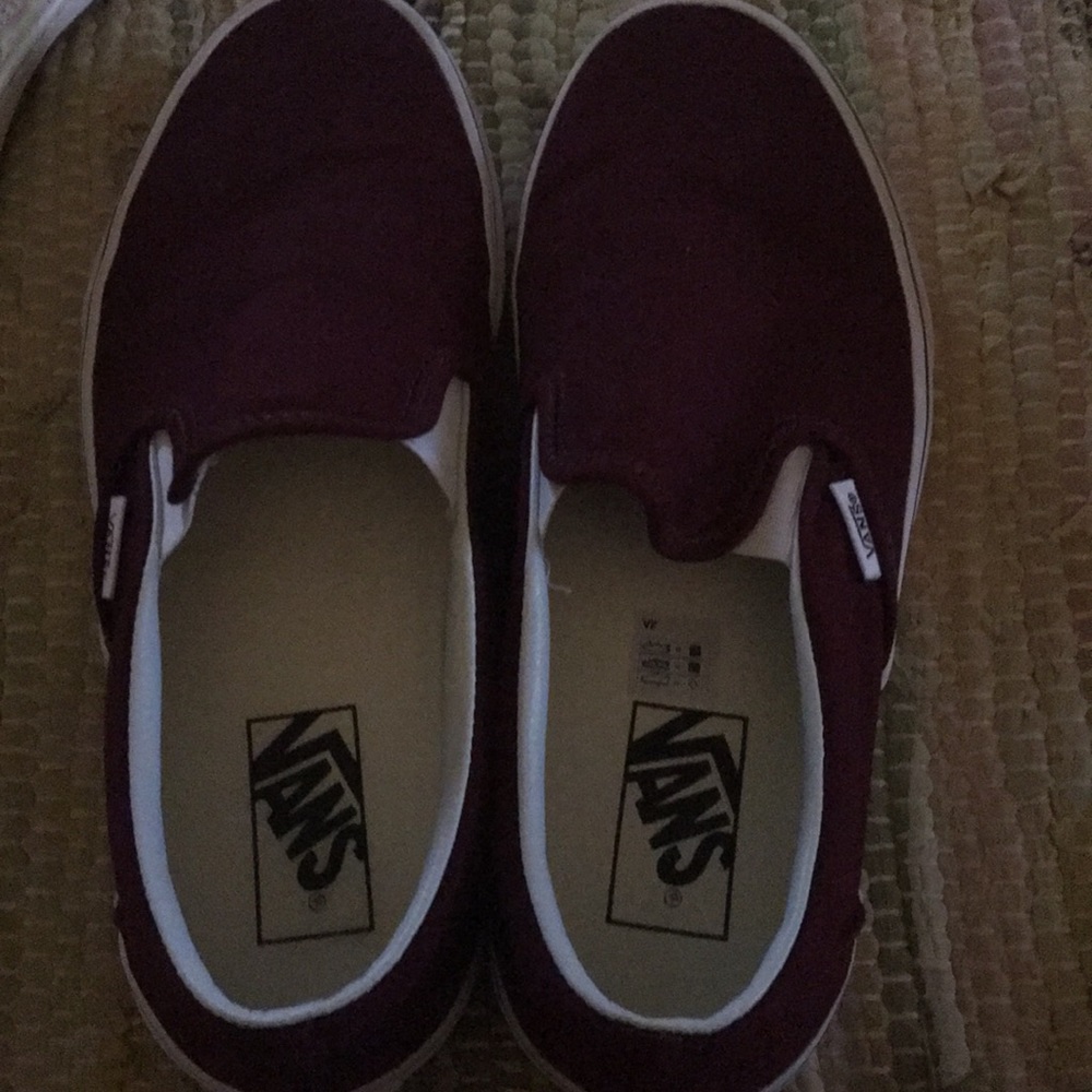 Maroon slip-on Vans